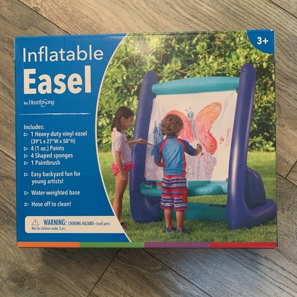 NWT HEARTSONG INFLATABLE INDOOR/OUTDOOR EASEL PLUS PAINTS, SPONGES & PAINTBRUSH